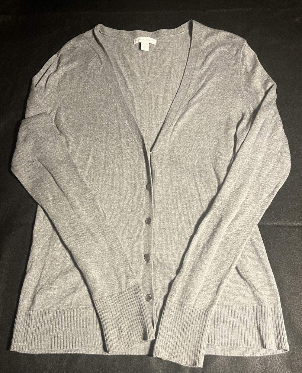 New York & Company Gray Button Front Cardigan Sweater Women’s Medium M